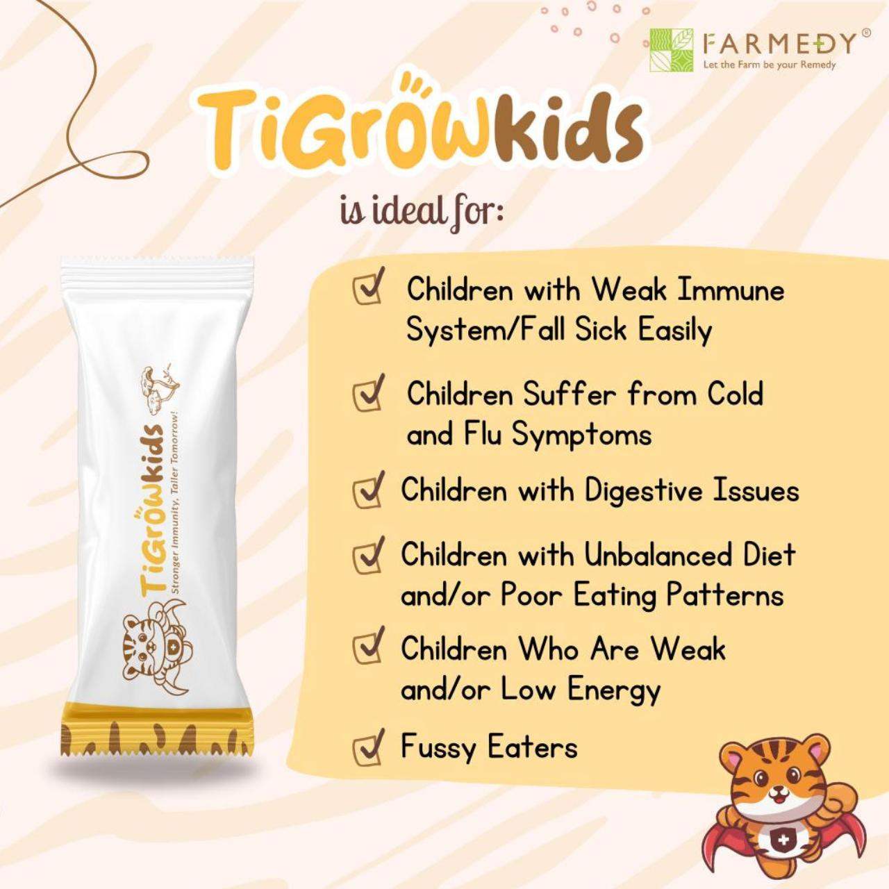 FARMEDY TigrowKids : Bone & Immunity Support for Growing Children